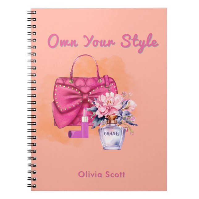 Caderno Espiral Almofada Chic Pastel e Design Floral (Frente)
