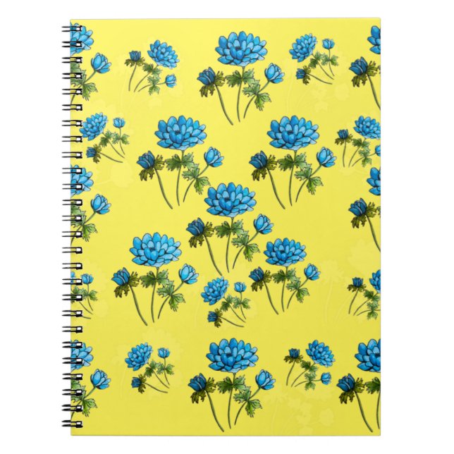 Caderno Espiral Almofada de buquês de flor aquática pequena c (Frente)