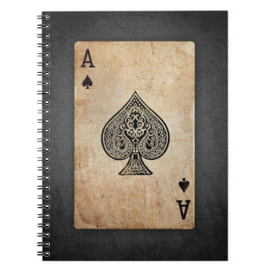 Caderno Espiral Almofada de lançamento do ás de espadas