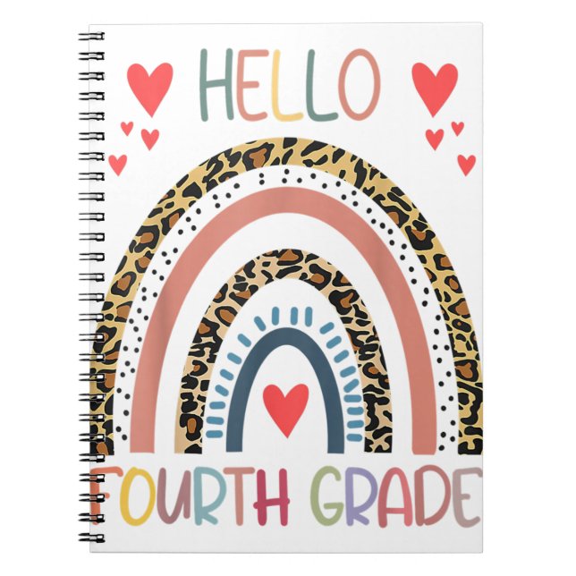 Caderno Espiral Alô, 4º ano Leopardo Rainbow, 4º ano de trás (Frente)