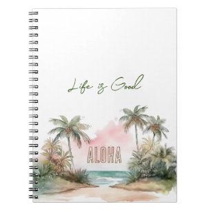 Caderno Espiral Aloha Tropical Beach Palm Trees