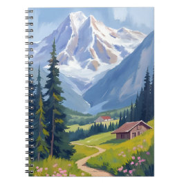 Caderno Espiral Alpes Suíços Encosta da Montanha Suíça Arte