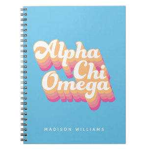 Caderno Espiral Alpha Chi Omega Groovy Script