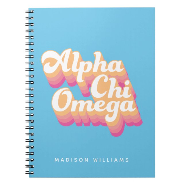 Caderno Espiral Alpha Chi Omega | Groovy Script (Frente)
