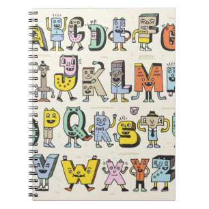 Caderno Espiral Alphabet Engraçado Fantástico. Letras Des de Dod
