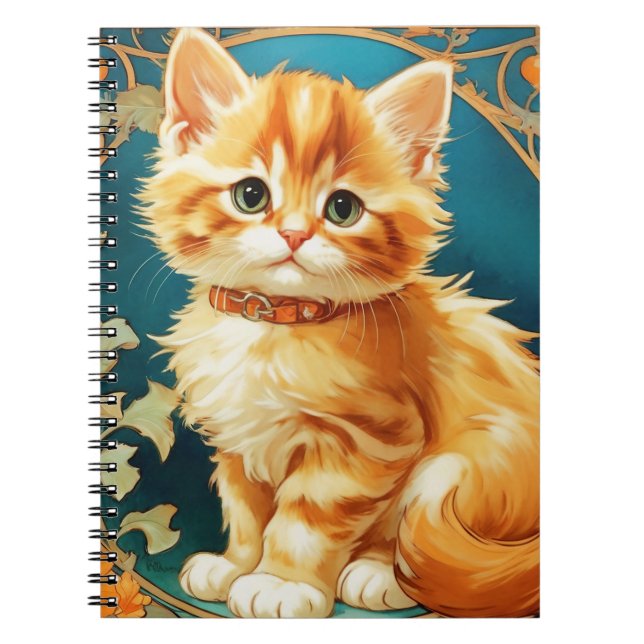 Caderno Espiral Alphonse Mucha Art Nouveau Cat (Frente)