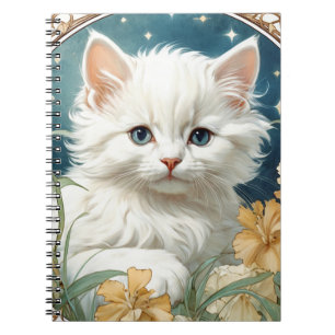 Caderno Espiral Alphonse Mucha Art Nouveau Kitten