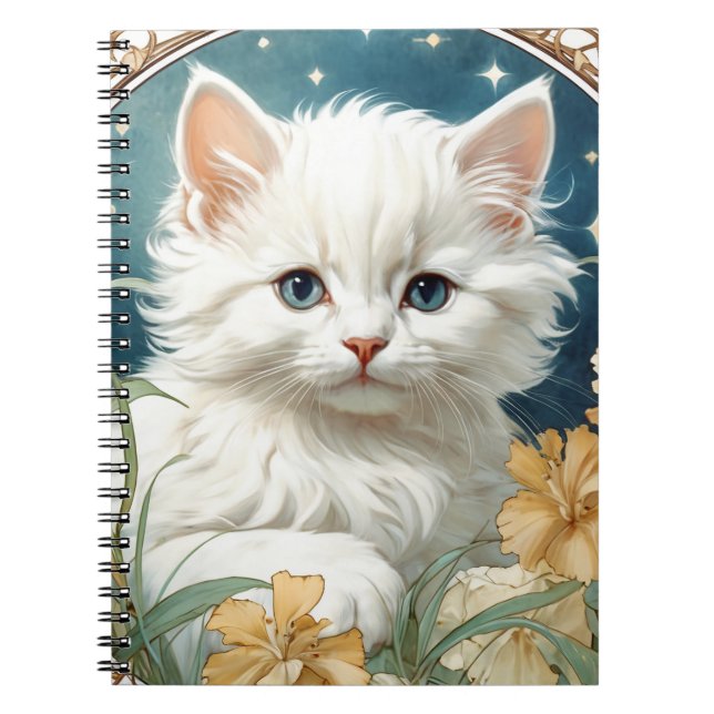 Caderno Espiral Alphonse Mucha Art Nouveau Kitten (Frente)