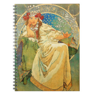 Caderno Espiral Alphonse Mucha Art Nouveau Princess Hyacinth