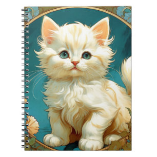 Caderno Espiral Alphonse Mucha Art Nouveau White Cat