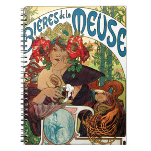 Caderno Espiral Alphonse Mucha Bieres De La Meuse