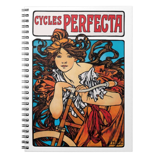 Caderno Espiral Alphonse Mucha - Ciclos Perfecta Retro Art Nouveau (Frente)