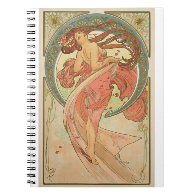 Caderno Espiral Alphonse Mucha - Dança (Frente)