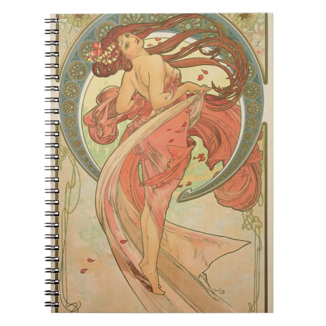 Caderno Espiral Alphonse Mucha - dança (Frente)