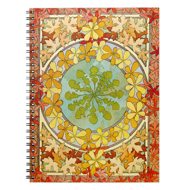 Caderno Espiral Alphonse Mucha Floral (Frente)