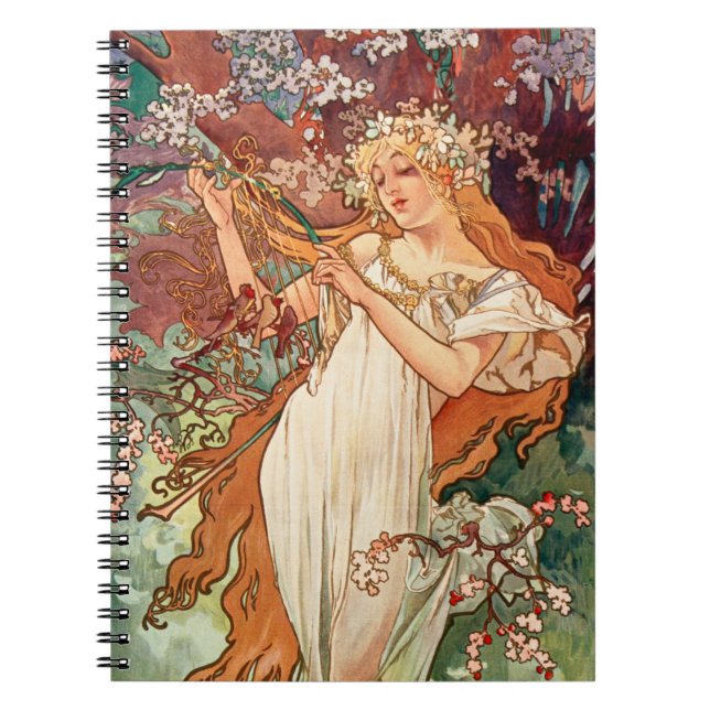 Caderno Espiral Alphonse Mucha, The Seasons (1896) Spring (Frente)