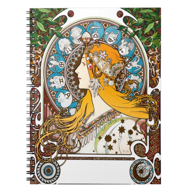 Caderno Espiral Alphonse Mucha - Zodiac (Frente)