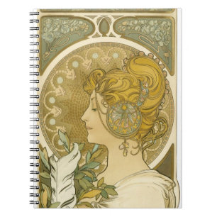 Caderno Espiral Alphonse Mucha's La Plume