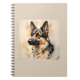 Caderno Espiral Alsation German Shepard Dog Art Design 