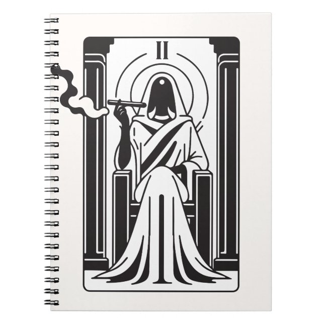 Caderno Espiral Alta Sacerdotisa do Tarot Fumando Maconha do Ocult (Frente)