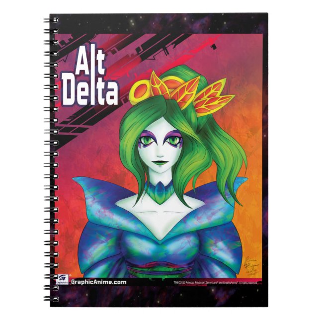 Caderno Espiral AltDelta: Bloco de Notas Verde Kabuki (Frente)