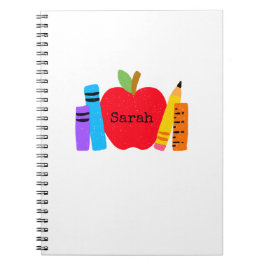 Caderno Espiral Alunos da Escola NOME Livros da Apple Estudante Di