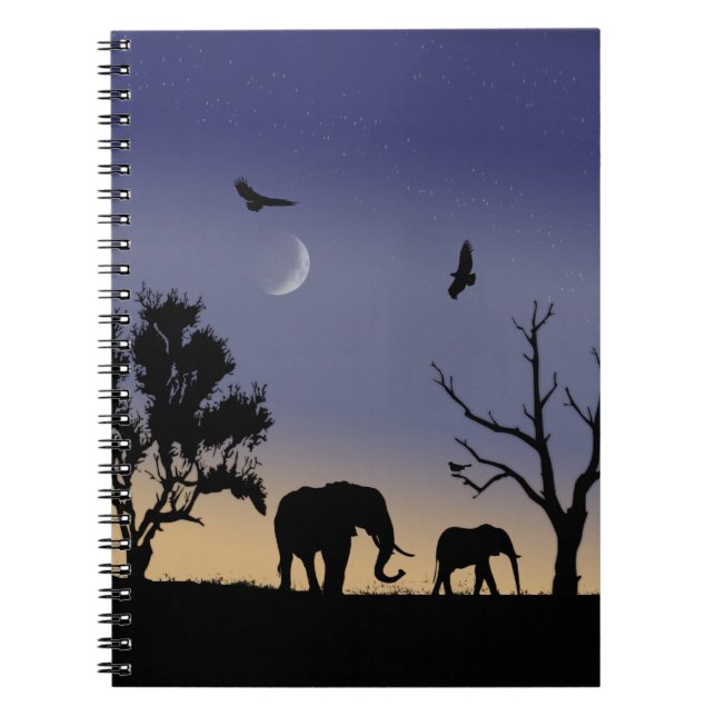 Caderno Espiral Alvorada africana - elefantes (Frente)