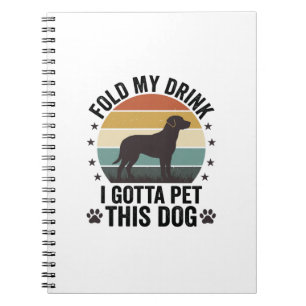 Caderno Espiral Amante de Cão Engraçado Vintage Dobre Minha Bebida