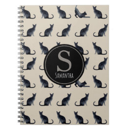 Caderno Espiral Amante de Gato Preto Taupe e Aquarela
