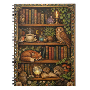 Caderno Espiral Amante de livros retrô animais da floresta