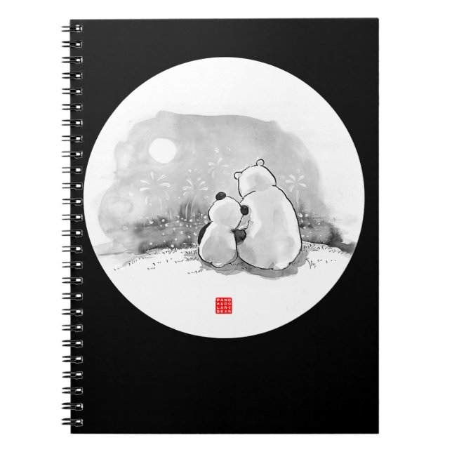 Caderno Espiral Amante de os animais De Panda E Urso Polar (Frente)