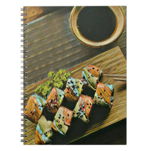 Caderno Espiral Amante de sushi da comida asiática