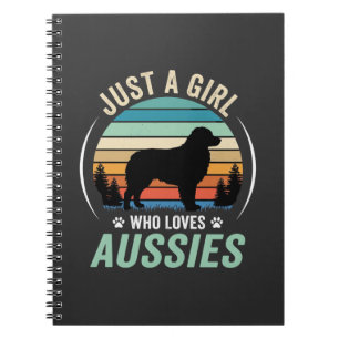 Caderno Espiral Amante do Cão Pastor Australiano Retro Pôr do Sol