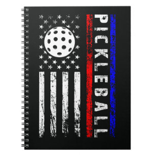 Caderno Espiral Amantes de Pickleball Bandeira Americana 4 de Julh