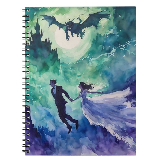Caderno Espiral Amantes Voantes - Pintura Por Aquarela (Frente)