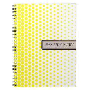 Caderno Espiral Amarelo Cádmio Bolinha Elegante Moderno Branco