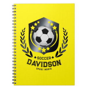 Caderno Espiral Amarelo e Preto Presente de Nome de Futebol Person