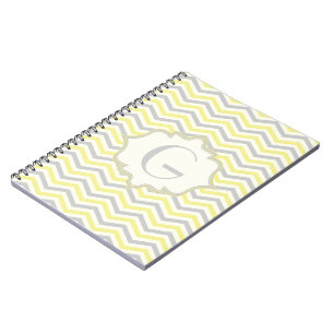 Caderno Espiral Amarelo moderno, cinzento, costume do teste padrã