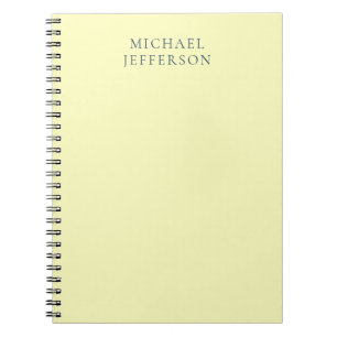 Caderno Espiral Amarelo Muito Pálido Minimalista Simples Moderno N