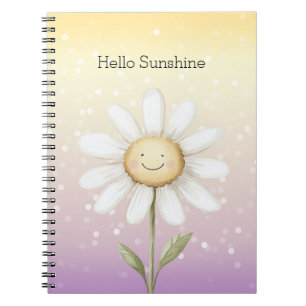 Caderno Espiral Amarelo Roxo Branco Pontos Bokeh Margarida Luz do 