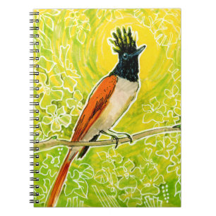 Caderno Espiral Amarelo Tropical de Pássaro do Paraíso Indiano