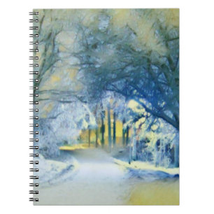 Caderno Espiral Amarelo Verde Azul Moldura De Inverno