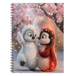 Caderno Espiral Amber & Frosty Cherry Blossom Penguin Notebook