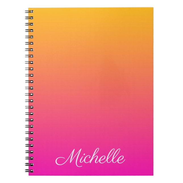 Caderno Espiral Ambre de gradiente amarelo e rosa (Frente)