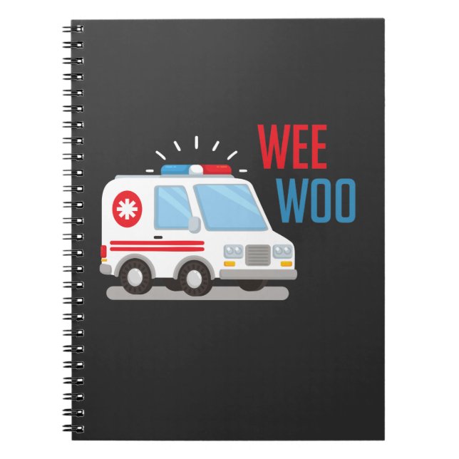 Caderno Espiral Ambulância paramédica Carro weo woo Hospital EMT (Frente)