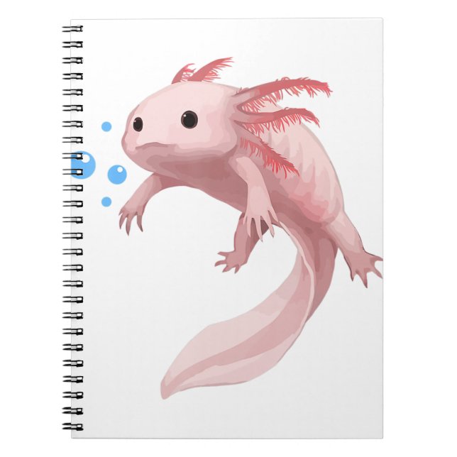 Caderno Espiral Ambystoma Mexicanum Cute Axolotl adolescente bebê (Frente)