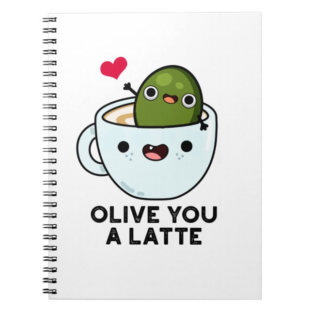 Caderno Espiral Ame Você Um Latte Piada Divertida de Comida (Frente)