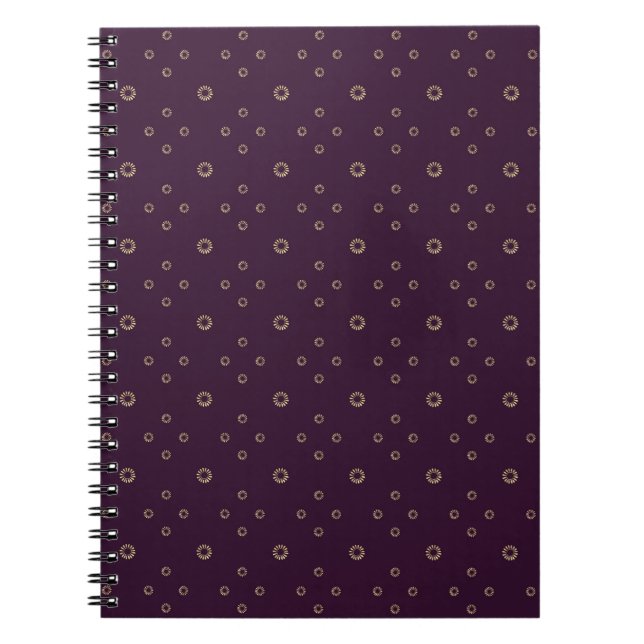 Caderno Espiral Ameixa | Zinnia Dourada Sol (Frente)