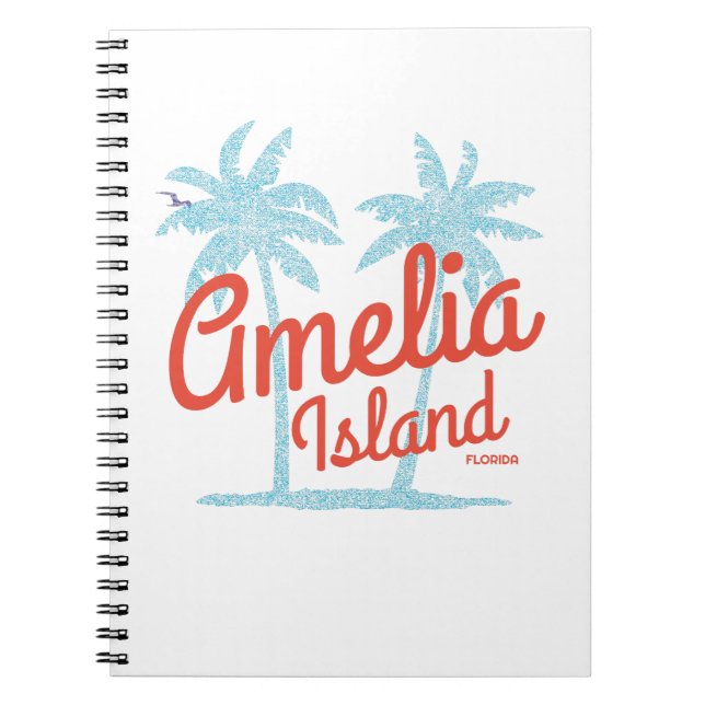 Caderno Espiral Amelia Island Florida Beach Coral Surf (Frente)