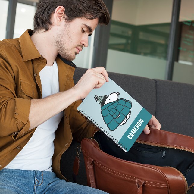 Caderno Espiral Amendoins | Jaqueta Puffer de inverno de Snoopy (Person with notebook)